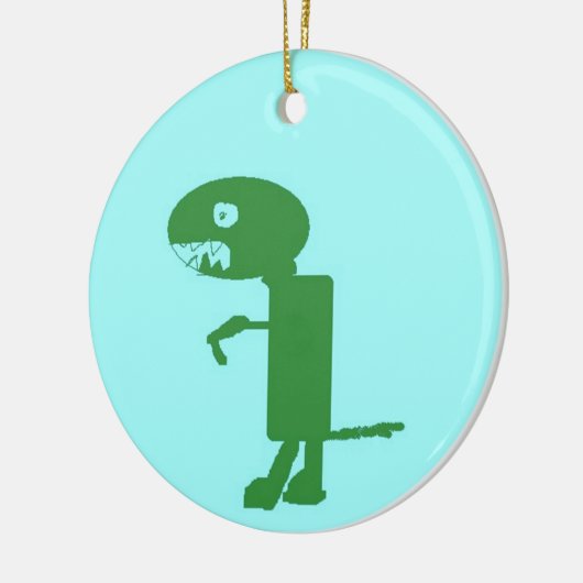 Dinosaur Dino, Green Blue Digital Kinder Art Keramisch Ornament (Links)