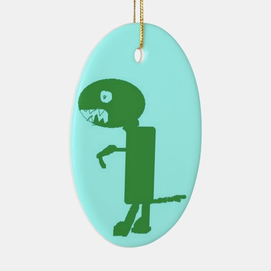 Dinosaur Dino, Green Blue Digital Kinder Art Keramisch Ornament (Rechts)