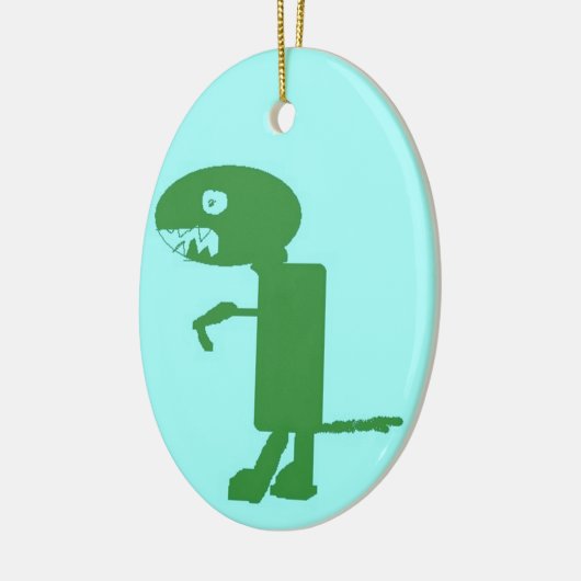 Dinosaur Dino, Green Blue Digital Kinder Art Keramisch Ornament (Links)