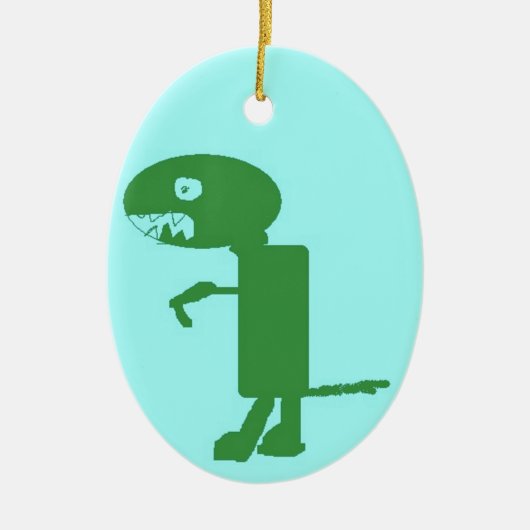 Dinosaur Dino, Green Blue Digital Kinder Art Keramisch Ornament (Voorkant)