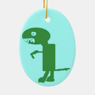 Dinosaur Dino, Green Blue Digital Kinder Art Keramisch Ornament