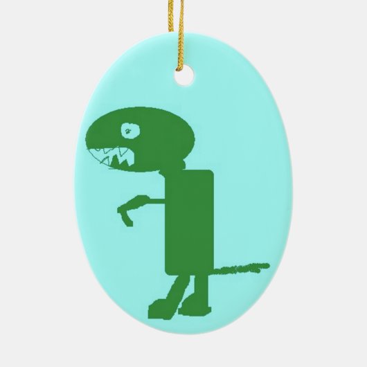Dinosaur Dino, Green Blue Digital Kinder Art Keramisch Ornament (Achterkant)