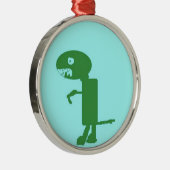 Dinosaur Dino, Green Blue Digital Kinder Art Metalen Ornament (Rechts)