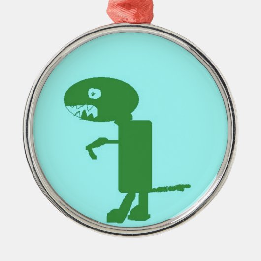 Dinosaur Dino, Green Blue Digital Kinder Art Metalen Ornament (Voorkant)