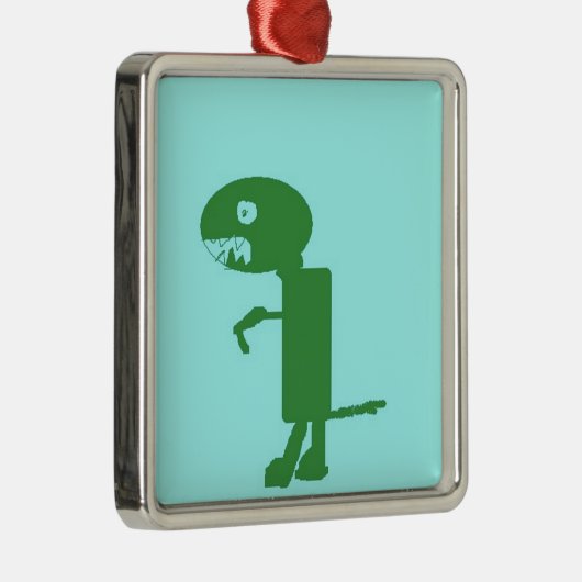 Dinosaur Dino, Green Blue Digital Kinder Art Metalen Ornament (Rechts)