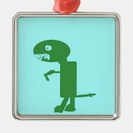 Dinosaur Dino, Green Blue Digital Kinder Art Metalen Ornament (Voorkant)