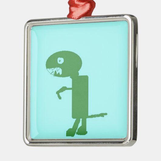 Dinosaur Dino, Green Blue Digital Kinder Art Metalen Ornament (Links)