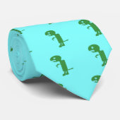 Dinosaur Dino, Green Blue Digital Kinder Art Stropdas (Opgerold)