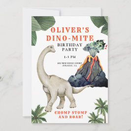 Dinosaur Dino-mite Birthday Party Invitation Kaart