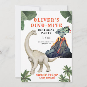 Dinosaur Dino-mite Birthday Party Invitation Kaart