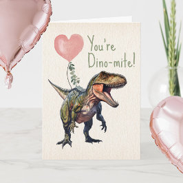 Dinosaur Dino-mite Valentijnskaart voor in de klas Kaart