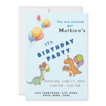 Dinosaur dino party kids verjaardag blauw grappig