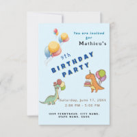 Dinosaur dino party kids verjaardag blauw grappig