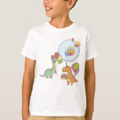Dinosaur dino party kids verjaardag blauw grappig t-shirt (Voorkant)