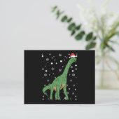 Dinosaur dino Santa Claus pet Kerstmis Briefkaart (Staand voorkant)