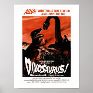 Dinosaur, Dino, Saurus  Retro Cinema Poster