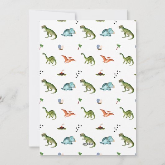 Dinosaur Dino T-rex 5th Birthday Invitations Kaart (Achterkant)