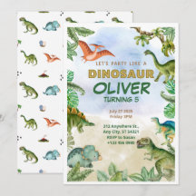 Dinosaur Dino T-rex 5th Birthday Invitations Kaart