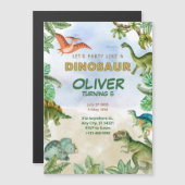 Dinosaur Dino T-Rex Verjaardag Uitnodigingen Magne (Voorkant / Achterkant)