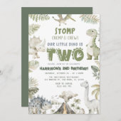 Dinosaur Dino verjaardagsfeestje uitnodiging (Voorkant / Achterkant)