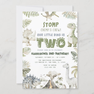 Dinosaur Dino verjaardagsfeestje uitnodiging