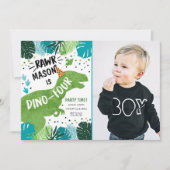 Dinosaur Dino-Vier RAWR 4e verjaardag Invita Kaart (Voorkant)