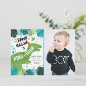 Dinosaur Dino-Vier RAWR 4e verjaardag Invita Kaart (Staand voorkant)