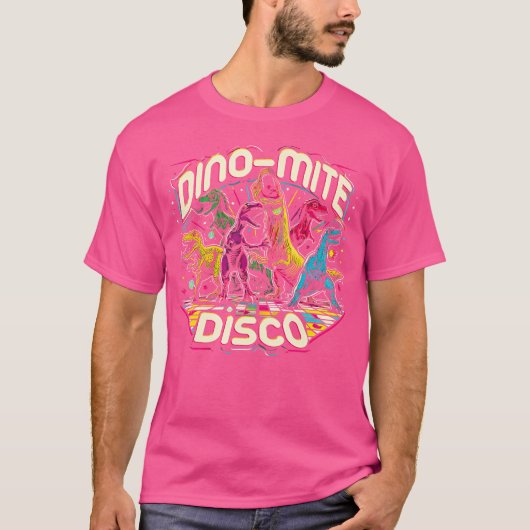 Dinosaur Dinomite Disco Dancing Graphic T-shirt (Voorkant)