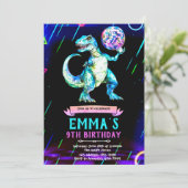Dinosaur disco dance party invitation kaart (Staand voorkant)