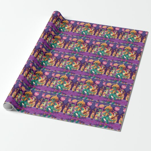 Dinosaur Disco Dig Foam Boards Cadeaupapier (Uitgerold)