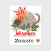 Dinosaur DIY naam cartoon eilandvulkaan regenboog Sticker (Vel)