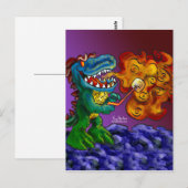Dinosaur Dragon die Marshmallows met adem koken Briefkaart (Voorkant / Achterkant)
