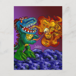 Dinosaur Dragon die Marshmallows met adem koken Briefkaart