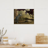 Dinosaur Dragon Tyrannosaurus Battle Poster (Keuken)