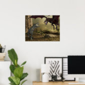 Dinosaur Dragon Tyrannosaurus Battle Poster (Thuiskantoor)