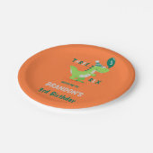 Dinosaur Drie Rex 3de Verjaardag Papieren Bordje (Gekanteld)