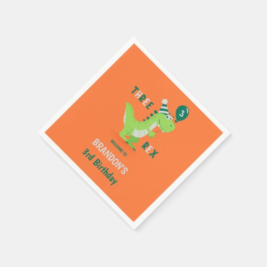 Dinosaur Drie Rex 3de Verjaardag Servet (Hoek)