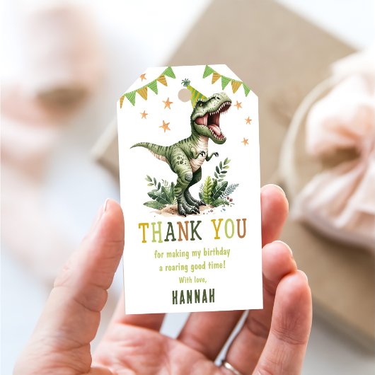 Dinosaur Drie Rex 3de Verjaardagsfeestje Cadeaulabel