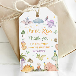 Dinosaur Drie Rex 3de Verjaardagsfeestje Cadeaulabel