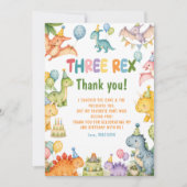 Dinosaur Drie Rex 3de Verjaardagsfeestje Kaart (Voorkant)