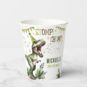 Dinosaur Drie Rex 3de Verjaardagsfeestje Papieren Bekers (Achterkant)