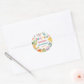 Dinosaur Drie Rex 3de Verjaardagsfeestje Ronde Sticker (Envelop)