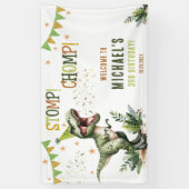 Dinosaur Drie Rex 3de Verjaardagsfeestje Spandoek (Verticaal)