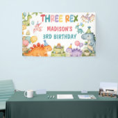 Dinosaur Drie Rex 3de Verjaardagsfeestje Spandoek (Beurs)