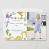 Dinosaur Drie Rex 3e verjaardagsfeestje uitnodigin Kaart (Voorkant)