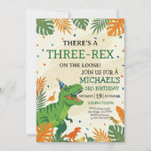 Dinosaur Drie-Rex Jongen 3e Verjaardagsfeestje Kaart (Voorkant)