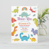 Dinosaur Drie Rex Schattige Jongens Feestje Kaart (Staand voorkant)