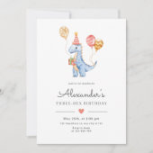 Dinosaur Drie Rex Verjaardag Minimalistisch Dino J Kaart (Voorkant)