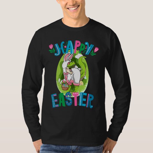 Dinosaur Easter Basket With Eggs Happy Easter  1 T-shirt (Voorkant)