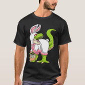 Dinosaur Easter Basket With Eggs Happy Easter T-shirt (Voorkant)